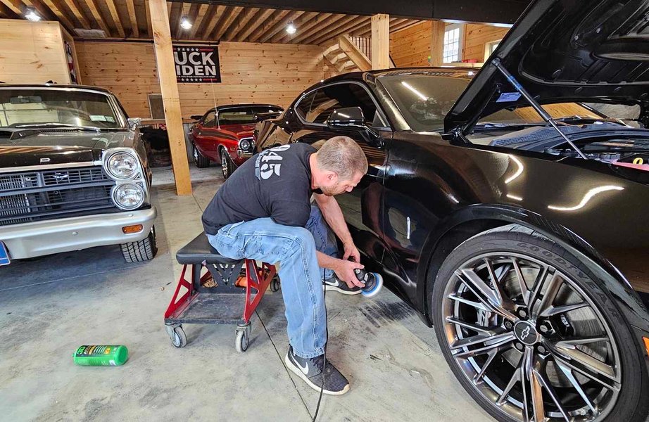 Freddy working on car